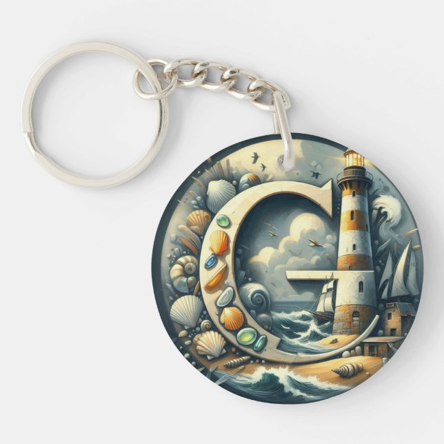 Ocean Seashore fyr Sailboat Monogram G (Framsidan)