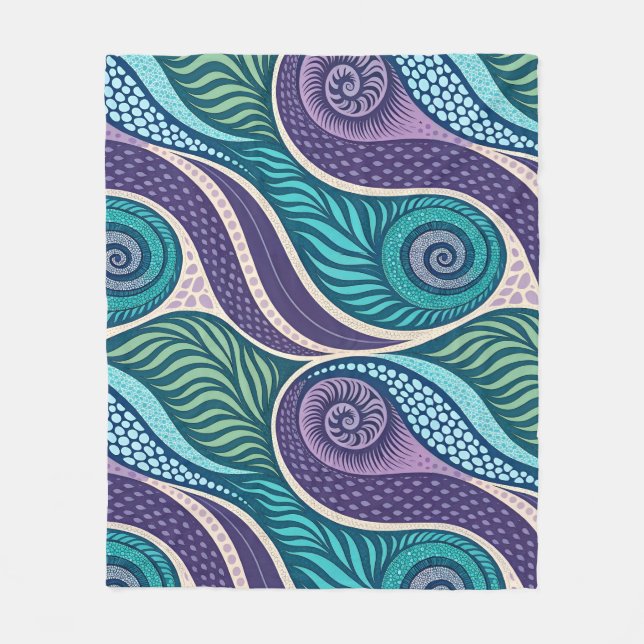 Ocean Shell & Seaweed Mandala Fleecefilt (Framsidan)