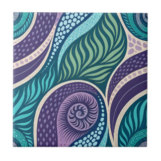 Ocean Shell & Seaweed Mandala Kakelplatta
