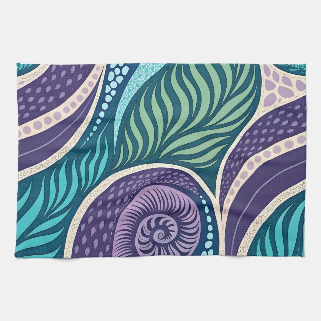 Ocean Shell & Seaweed Mandala Kökshandduk (Horisontell)