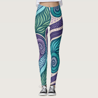 Ocean Shell & Seaweed Mandala Leggings