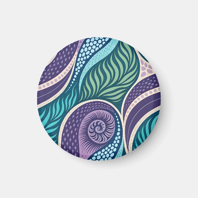 Ocean Shell & Seaweed Mandala Magnet (Framsidan)