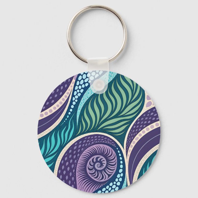 Ocean Shell & Seaweed Mandala Nyckelring (Framsida)