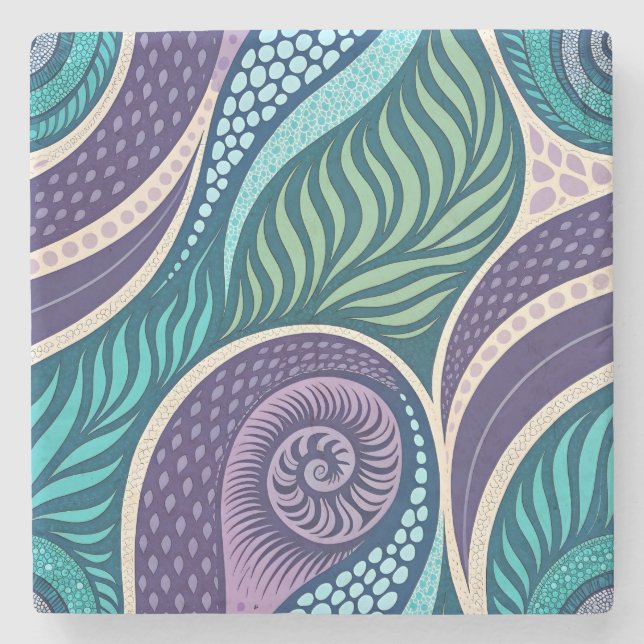 Ocean Shell & Seaweed Mandala Stenunderlägg (Framsidan)