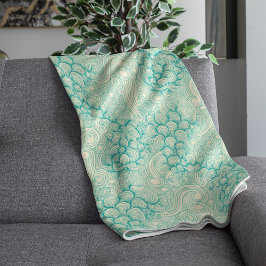 Ocean Shells Sea Waves Abstract Vintage Pattern Fleecefilt