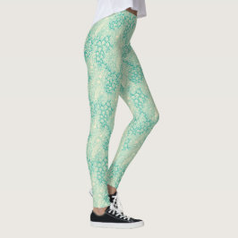 Ocean Shells Sea Waves Abstract Vintage Pattern Leggings