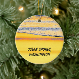 Ocean Shoes, WA, Beach Sunset Photo Julgransprydnad Keramik