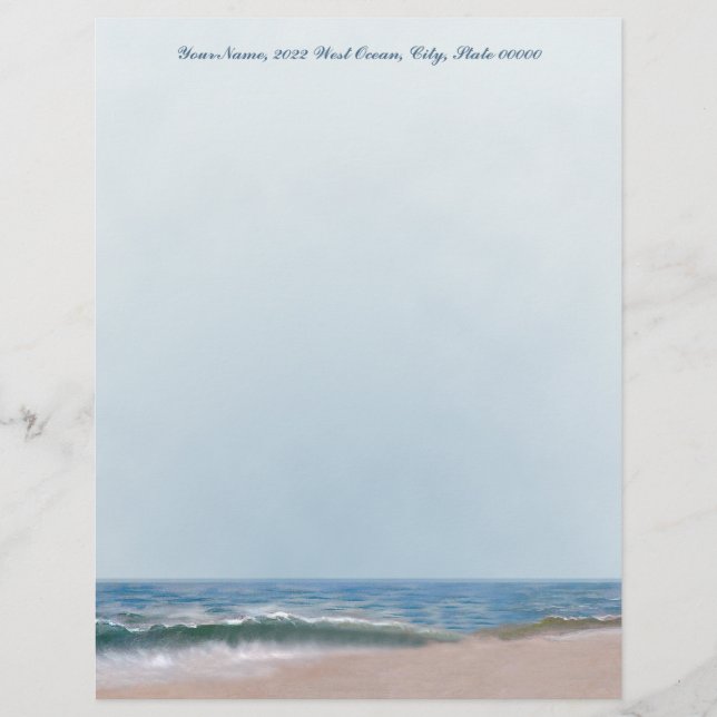Ocean Shore Beach Letterhead Stationery (Framsida)