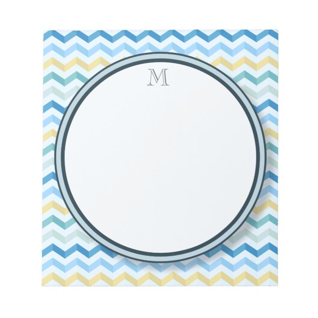 Ocean Shore Chevron Rand med Round Monogram Anteckningsblock (Framsida)