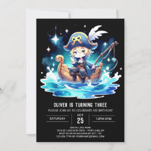 Ocean Simple Pirat Birthday Inbjudningar