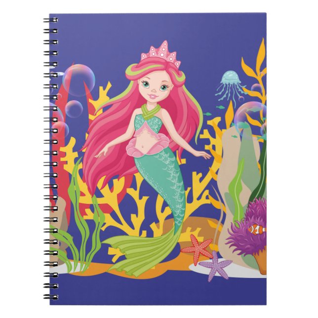 Ocean Siren: Long Red Hair Anteckningsbok (Framsidan)