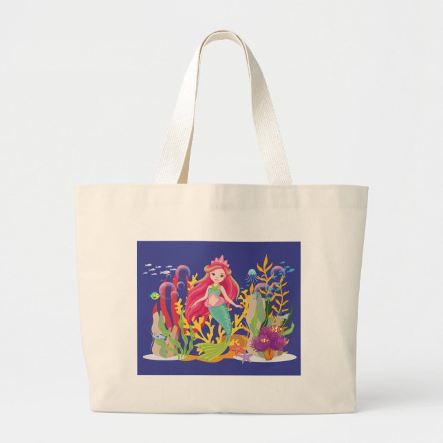 Ocean Siren: Long Red Hair Jumbo Tygkasse (Framsidan)