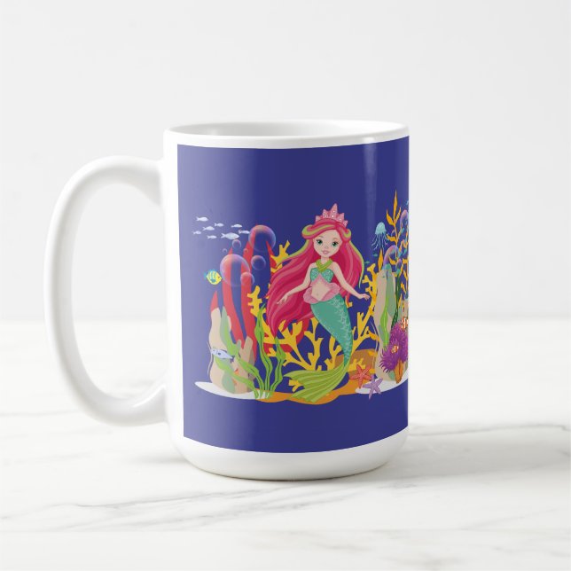 Ocean Siren: Long Red Hair Kaffemugg (Vänster)