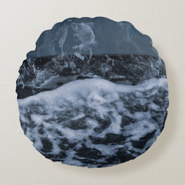 Ocean Skum Stänk Närbild 1 Rund Kudde (Framsidan)