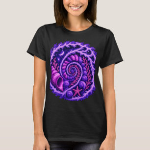 Ocean Spiral Psykedeliska Skal Virvel Konst   Lila T Shirt