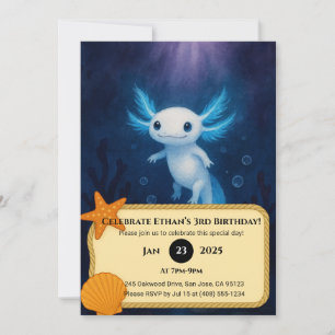 Ocean Spirit Axolotl Födelsedag Inbjudningar