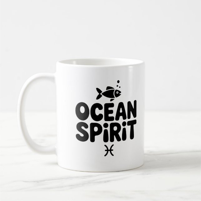 Ocean Spirit Mugg - Pisces Zodiac Coffee Kopp (Vänster)