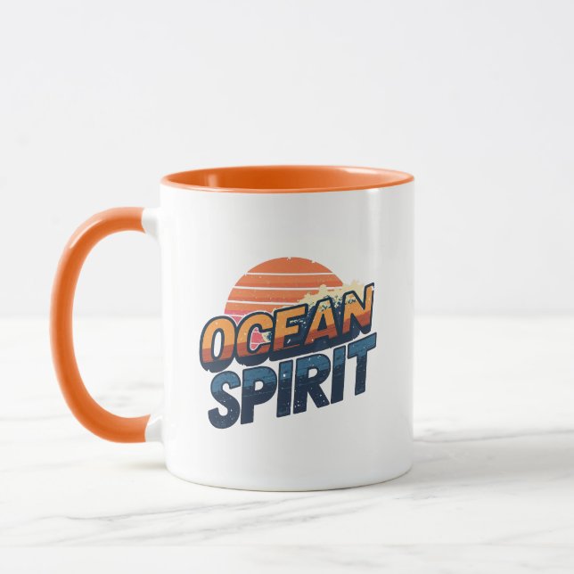 "Ocean Spirit" Retro Summer Graphic Mugg (Vänster)