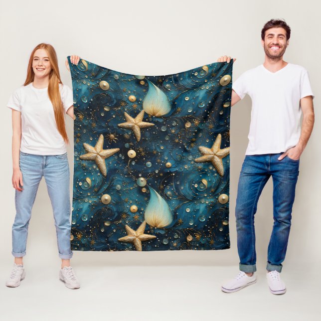 Ocean Starfish Mönster Fleece Blanket (På plats)