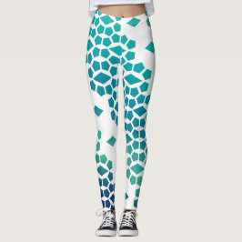 Ocean Storm Blue Diamond och Honeycomb Mönster Leggings