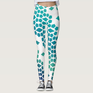 Ocean Storm Blue Diamond och Honeycomb Mönster Leggings