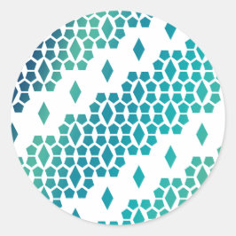 Ocean Storm Blue Diamond och Honeycomb Mönster Runt Klistermärke
