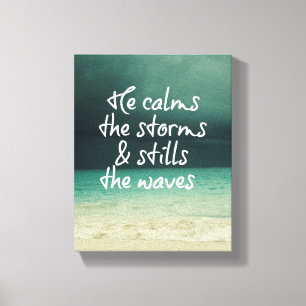 Ocean Storm med Gud Quote Canvastryck