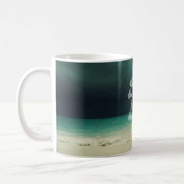 Ocean Storm med Gud Quote Kaffemugg (Vänster)