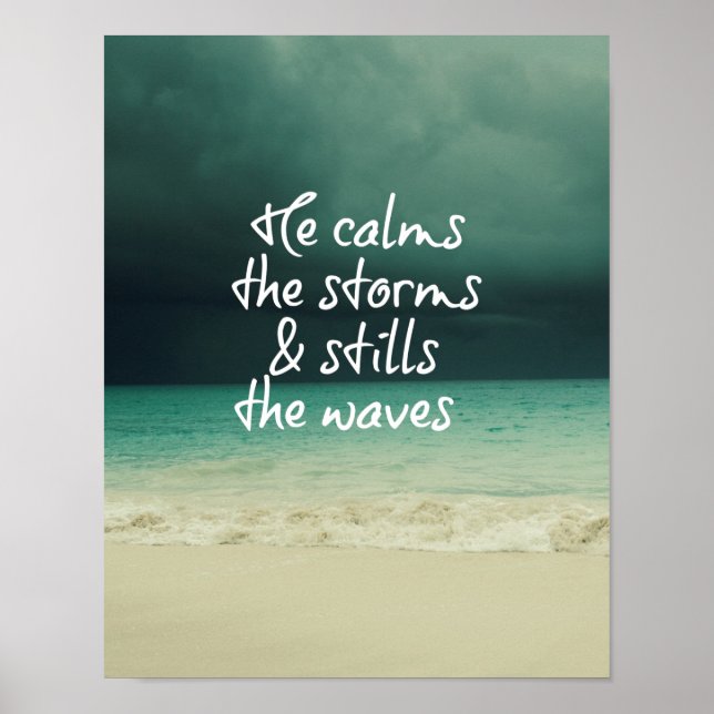 Ocean Storm med Gud Quote Poster (Framsidan)