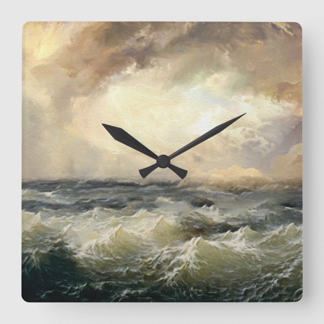 Ocean Storm Vinkarare Fyrkantig Klocka (Framsida)