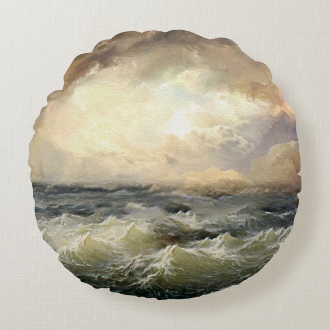 Ocean Storm Vinkarare Rund Kudde (Framsidan)