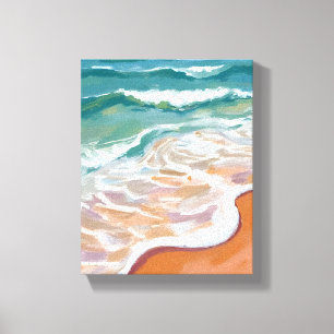 Ocean Strand Aqua Blå Vågor Beach Watercolor Canvastryck