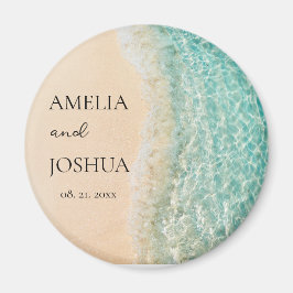 Ocean Summer Blue Beach White Sand Bröllopsfest Magnet