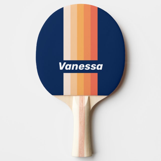 Ocean Sun Fall Pin Ränder med Namn Pingisracket (Framsidan)