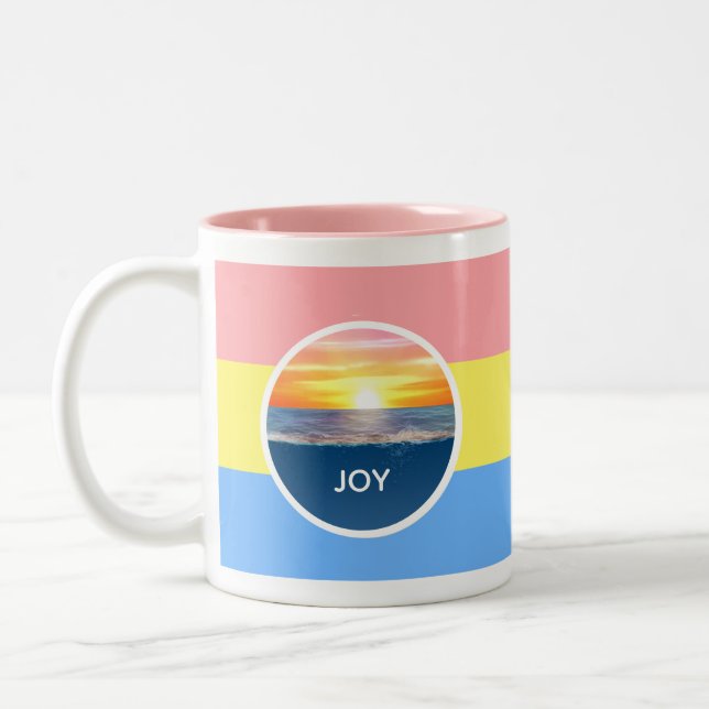 Ocean Sunrise Joy på Pastel Färg Två-Tonad Mugg (Vänster)
