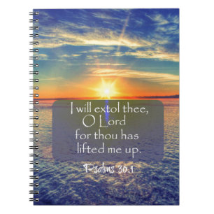 Ocean Sunrise med Psalms Bible Verse Anteckningsbok