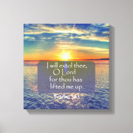 Ocean Sunrise med Psalms Bible Verse Canvastryck