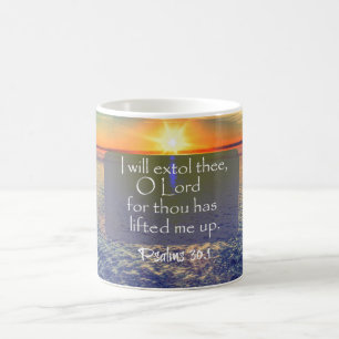 Ocean Sunrise med Psalms Bible Verse Kaffemugg