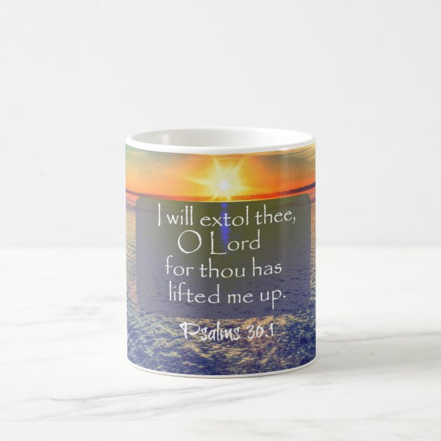 Ocean Sunrise med Psalms Bible Verse Kaffemugg (Center)