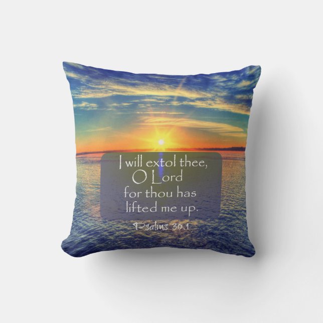 Ocean Sunrise med Psalms Bible Verse Kudde (Framsida)