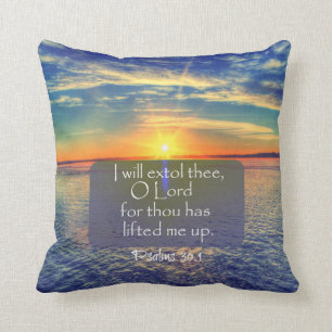 Ocean Sunrise med Psalms Bible Verse Kudde