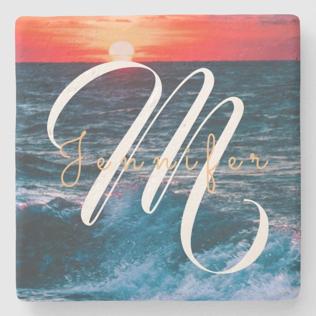 Ocean Sunrise Monogram Stenunderlägg (Framsidan)