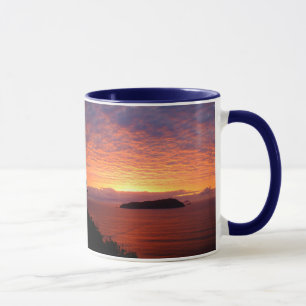 Ocean Sunrise over Shoe Island Tairua Nya Zeeland Mugg