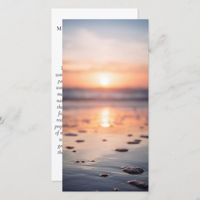 Ocean Sunrise Photo Prayer Memorial Bookmark (Fram/baksida)