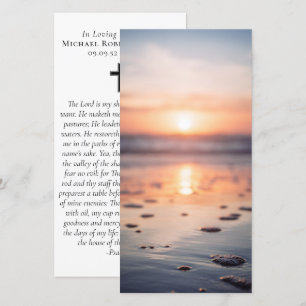 Ocean Sunrise Photo Prayer Memorial Bookmark