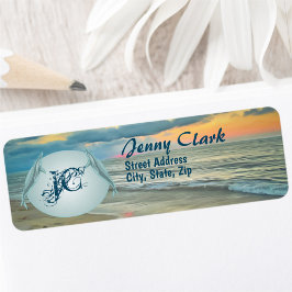 Ocean Sunset 0735 Adress Returadress Etikett