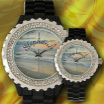 Ocean Sunset 0735 Armbandsur<br><div class="desc">Måla "Ocean Sunset 0735" Samling Var noga med att tittar direkt på Rhinestone Watch, eftersom den kan visa sig för ljus. Med en bräcken av emelllegeringar i svartvitt, och ett anpassade ansikte, bländar du kärlek för tillfället vid din klocka. Anpassa på produktsidan eller klicka på knappen "Anpassa" om du vill...</div>