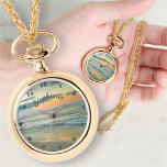 Ocean Sunset 0735 Necklace Watch Armbandsur<br><div class="desc">Måla "Ocean Sunset 0735"-samlingen Anpassa på produktsidan eller klicka på knappen "Anpassa" om du vill ha fler designalternativ. Konstruktionen skapades från min målning "Ocean Sunset 0735" som fångade stranden vid solnedgången nära Hotel Krystal i Puerto Vallarta,  Mexiko. Matchande produkter finns i den här samlingen.</div>