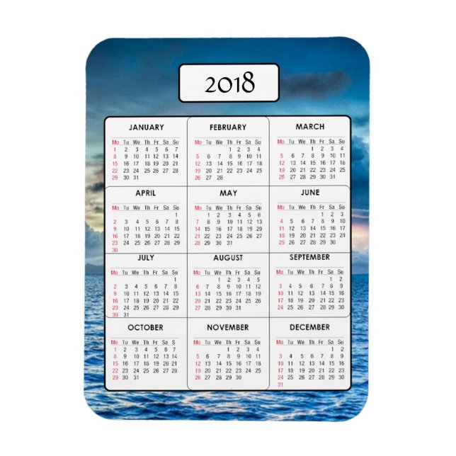 Ocean Sunset 2018 Calendar Magnet (Vertikal)