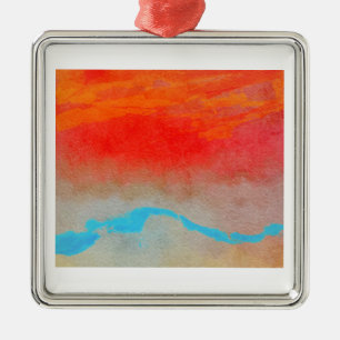 Ocean Sunset Abstrakt Julgransprydnad Metall